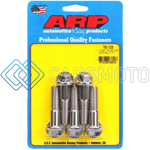 ARP 765-1006 M12 X 1.75 X 50 HEX BLACK SS BOLTS (5/PKG)