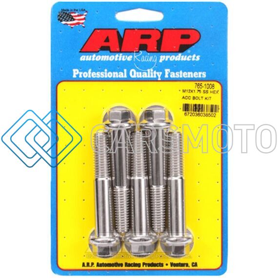ARP 765-1008 M12 X 1.75 X 70 HEX BLACK SS BOLTS (5/PKG)
