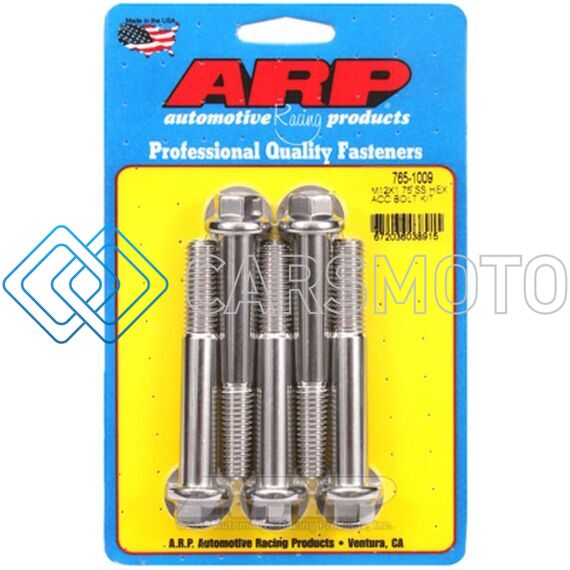 ARP 765-1009 M12 X 1.75 X 80MM HEX BLACK SS BOLTS (5/PKG)