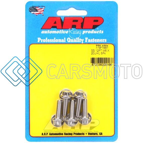 ARP 770-1001 M6 X 1.00 X 20 SS 12PT BOLTS (5/PKG)