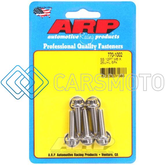 ARP 770-1002 M6 X 1.00 X 25 12PT SS BOLTS (5/PKG)