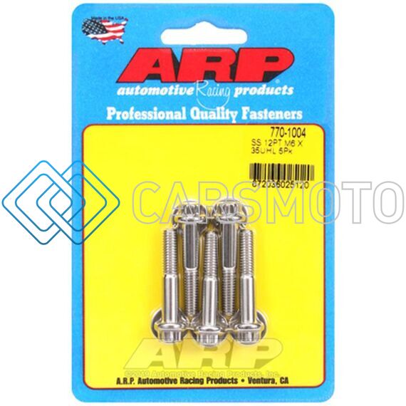 ARP 770-1004 M6 X 1.00 X 35 12PT SS BOLTS (5/PKG)