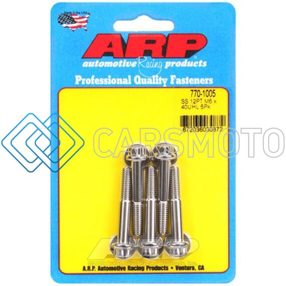 ARP 770-1005 M6 X 1.00 X 40 SS 12PT BOLTS (5/PKG)