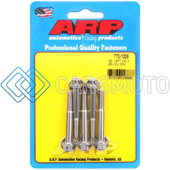 ARP 770-1006 M6 X 1.00 X 45 12PT SS BOLTS (5/PKG)
