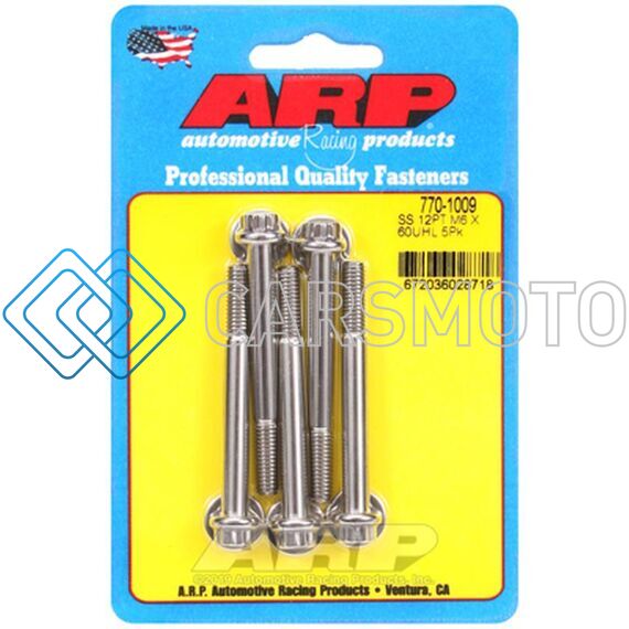 ARP 770-1009 M6 X 1.00 X 60 12PT STAINLESS STEEL BOLTS - 5PK