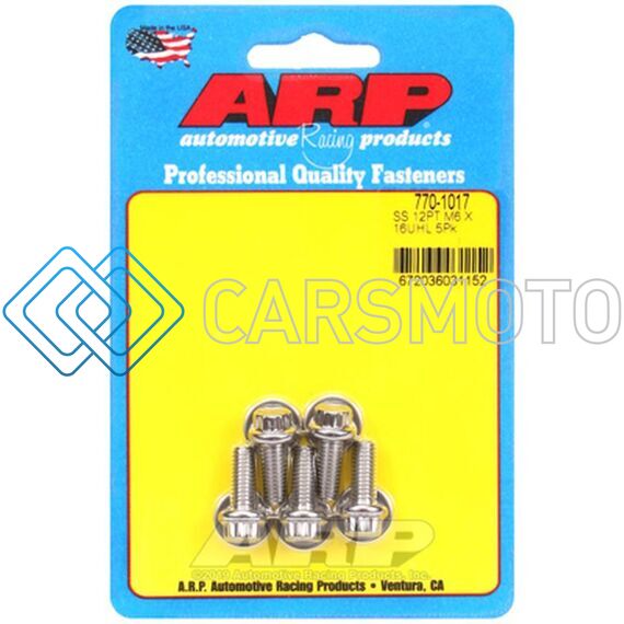 ARP 770-1017 M6 X 1.00 X 16 SS 12PT BOLTS (5/PKG)