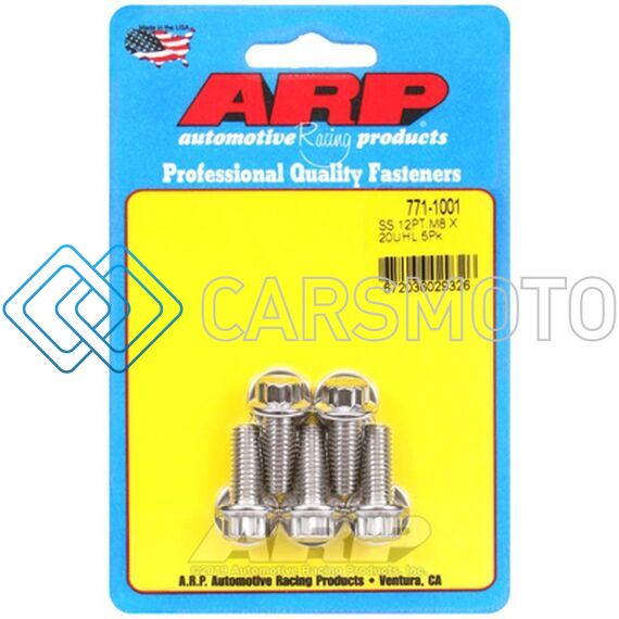 ARP 771-1001 M8 X 1.25 X 20 12PT SS BOLTS (5/PKG)