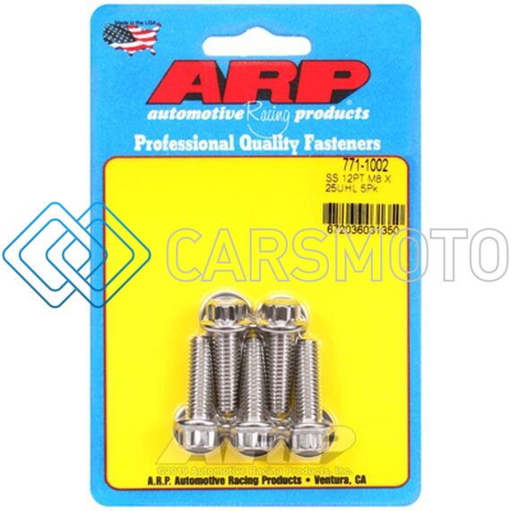 ARP 771-1002 M8 X 1.25 X 25 12PT SS BOLTS (5/PKG)