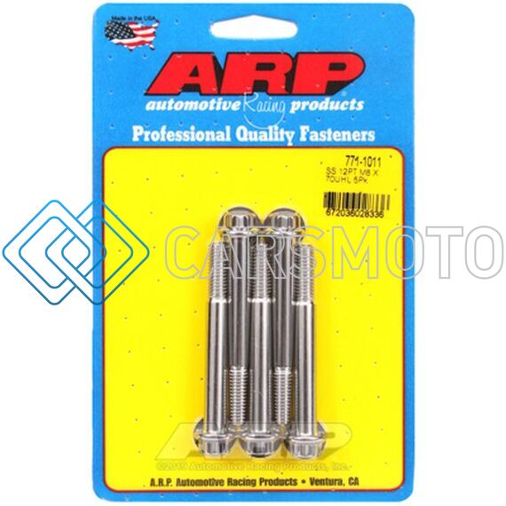 ARP 771-1011 M8 X 1.25 X 70MM 12PT STAINLESS STEEL BOLTS (SET OF 5)