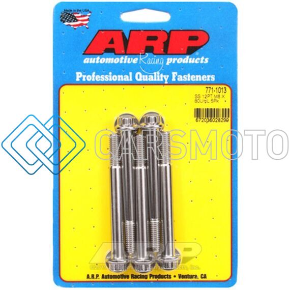 ARP 771-1013 M8 X 1.25 X 80MM 12PT STAINLESS STEEL BOLTS (SET OF 5)