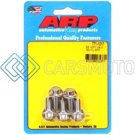 ARP 771-1017 M8 X 1.25 X 16 12PT STAINLESS STEEL BOLTS (SET OF 5)