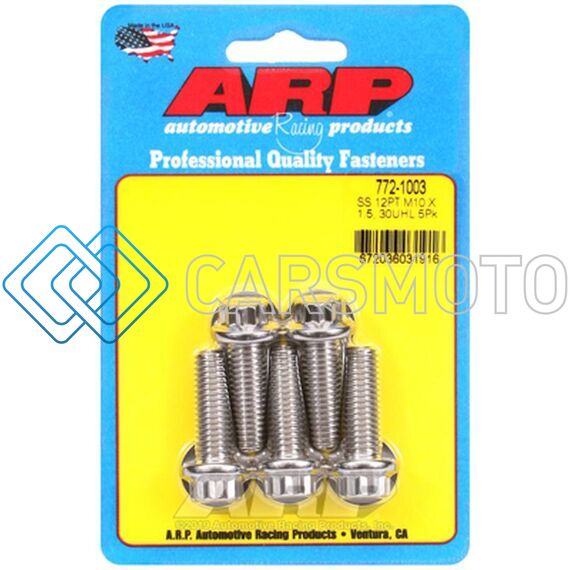 ARP 772-1003 M10 X 1.50 X 30 12PT SS BOLTS (5/PKG)