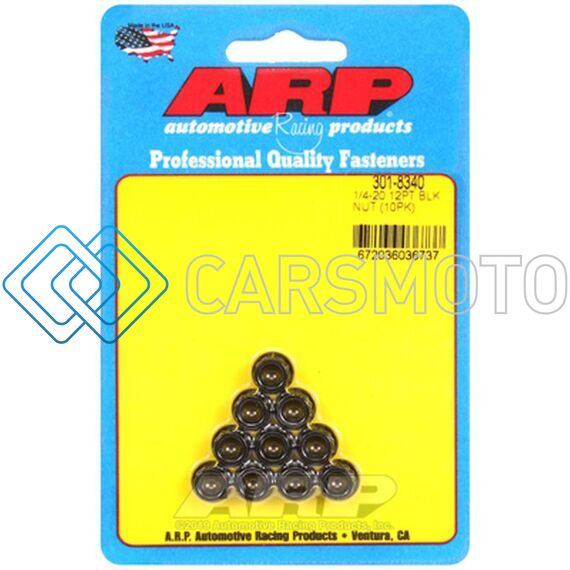 ARP 301-8340 1/4 IN.-20 RH THREAD 12 POINT NUTS - SET OF 10