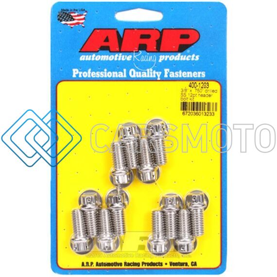 ARP 400-1203 3/8 X .750 DRILLED SS 12PT HEADER BOLT KIT