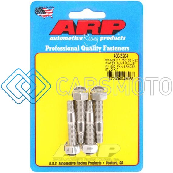 ARP 400-3204 5/16-24 X 1.750 SS HEX WATER PUMP PULLEY W/ .500IN FAN SPACER STUD KIT