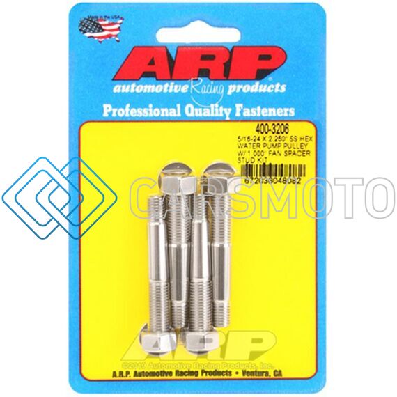 ARP 400-3206 5/16-24 X 2.250 SS HEX WATER PUMP PULLEY W/ 1.000IN FAN SPACER STUD KIT