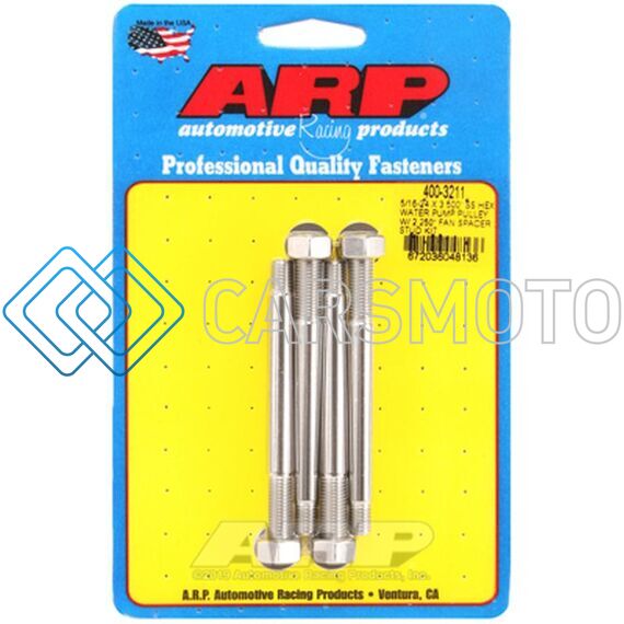 ARP 400-3211 5/16-24 X 3.500 SS HEX WATER PUMP PULLEY W/ 2.250IN FAN SPACER STUD KIT