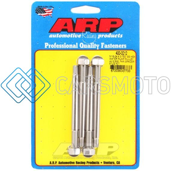 ARP 400-3212 5/16-24 X 3.750 SS HEX WATER PUMP PULLEY W/ 2.500IN FAN SPACER STUD KIT