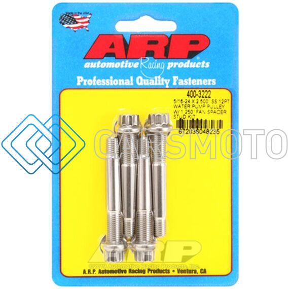 ARP 400-3222 5/16-24 X 2.500 SS 12PT WATER PUMP PULLEY W/ 1.250IN FAN SPACER STUD KIT