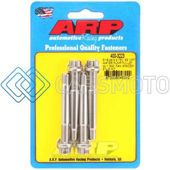 ARP 400-3223 5/16-24 X 2.750 SS 12PT WATER PUMP PULLEY W/ 1.500IN FAN SPACER STUD KIT