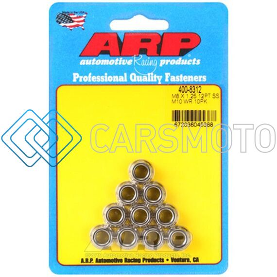 ARP 400-8312 M8 X 1.25 12PT SS NUT KIT