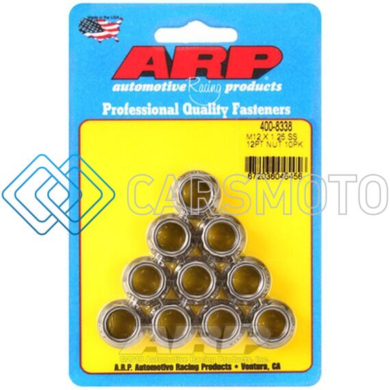 ARP 400-8338 M12 X 1.25 (.750 COLLAR) SS 12PT NUT KIT