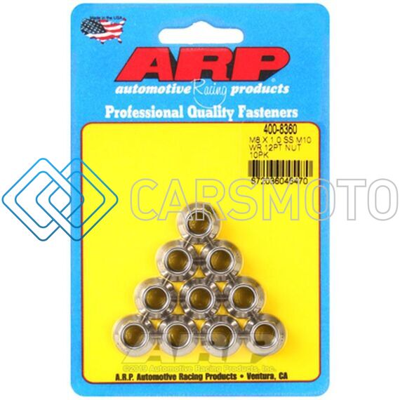 ARP 400-8360 M8 X 1.00 (M10 WR) SS 12PT NUT KIT