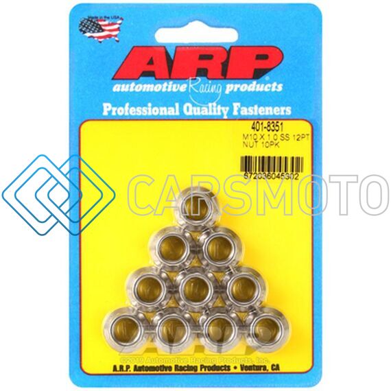 ARP 401-8351 M10 X 1.0 SS 12PT STAINLESS STEEL NUT KIT