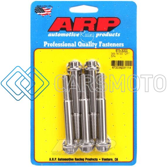 ARP 615-3000 3/8 IN.-16 RH THREAD, 3 IN 12 POINT SS 300 BOLTS - SET OF 5