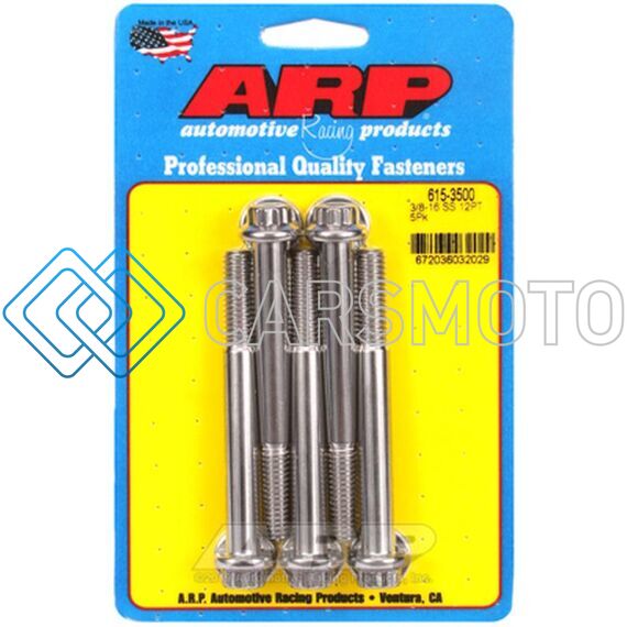 ARP 615-3500 3/8 IN.-16 RH THREAD, 3.50 IN 12 POINT SS 300 BOLTS - SET OF 5