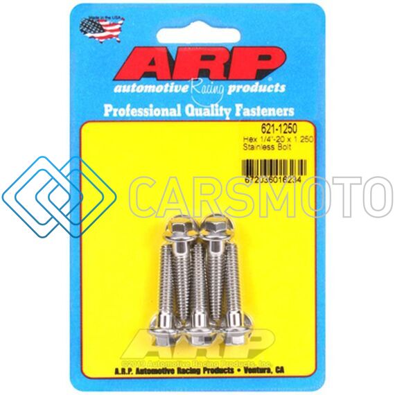 ARP 621-1250 1/4 IN.-20 RH THREAD, 1.250 IN HEX HEAD SS 300 BOLTS - SET OF 5