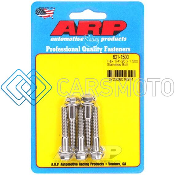 ARP 621-1500 1/4 IN.-20 RH THREAD, 1.500 IN HEX HEAD SS 300 BOLTS - SET OF 5