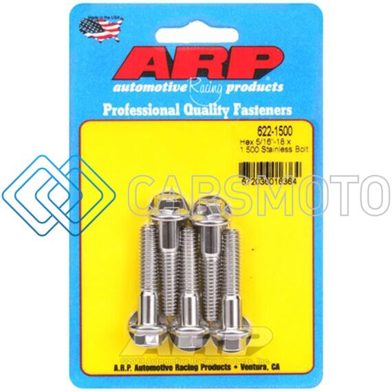 ARP 622-1500 5/16 IN.-18 RH THREAD, 1.500 I HEX HEAD SS 300 BOLTS - SET OF 5
