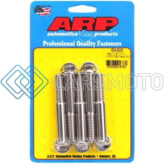 ARP 624-3000 7/16-14 X 3.000 HEX 1/2 WRENCHING SS BOLTS
