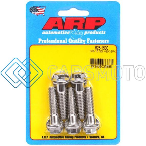 ARP 625-1500 3/8 IN.-16 RH THREAD, 1.500 IN HEX HEAD SS 300 BOLTS - SET OF 5