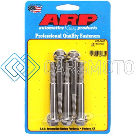 ARP 625-3000 3/8 IN.-16 RH THREAD, 3.000 IN HEX HEAD BOLTS - SET OF 5