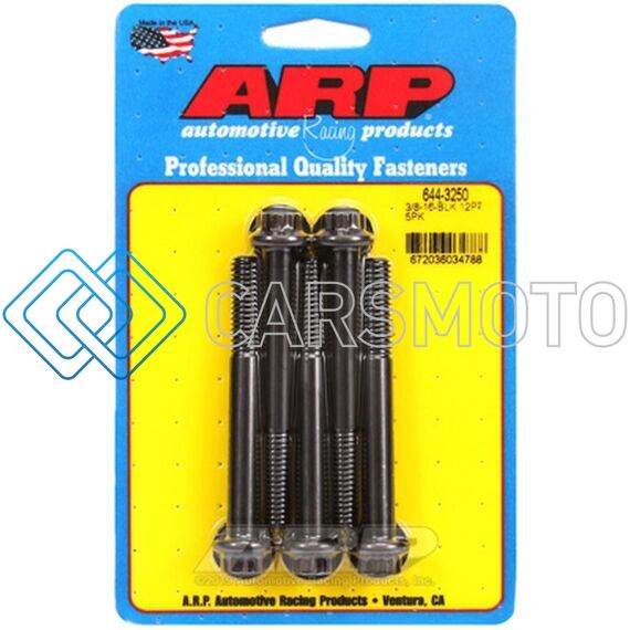 ARP 644-3250 3/8 IN.-16 RH THREAD, 3.250 IN 12 POINT BOLTS- SET OF 5