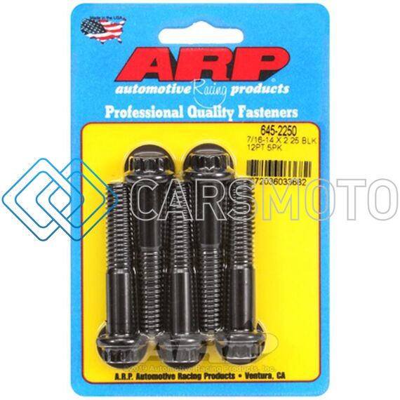 ARP 645-2250 7/16 INCH -14 X 2.250 12PT 1/2 WRENCHING BLACK OXIDE BOLTS (5/PKG)