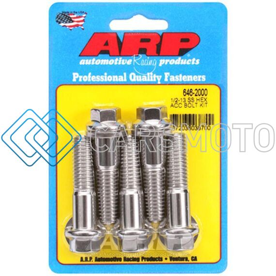 ARP 646-2000 1/2-13 IN. THREAD, 2.00 IN STAINLESS STEEL 300 BOLTS - SET OF 5
