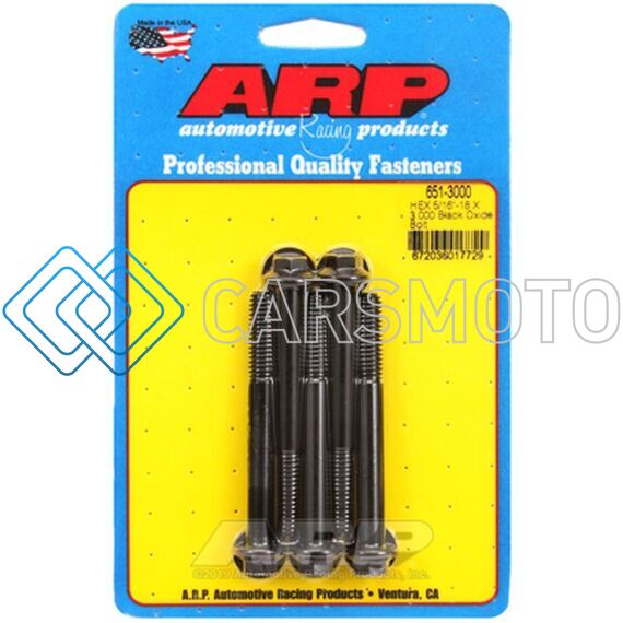 ARP 651-3000 5/16 IN.-18 RH THREAD, 3.000 IN HEX HEAD CUSTOM 450 BOLTS - SET OF 5