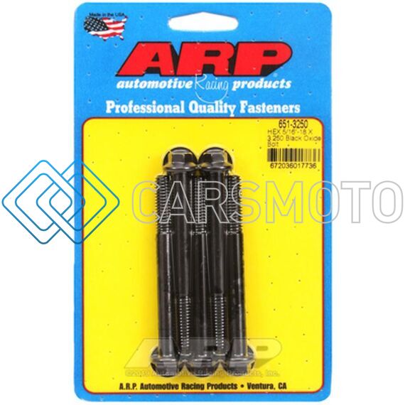 ARP 651-3250 5/16-18 X 3.250 HEX BLACK OXIDE BOLTS