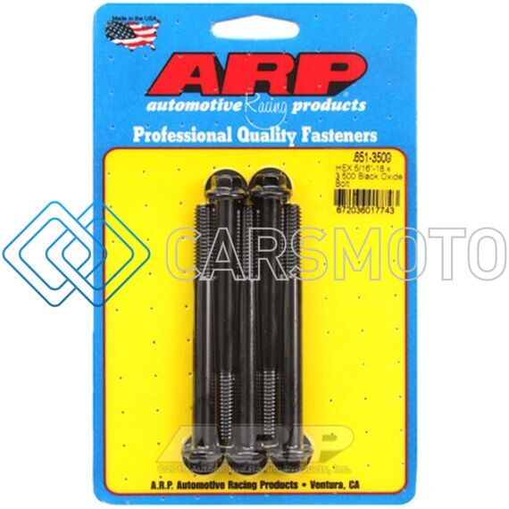 ARP 651-3500 5/16-18 X 3.500 HEX BLACK OXIDE BOLTS