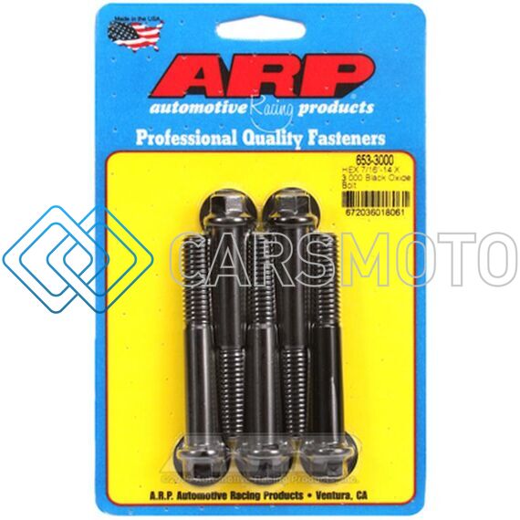 ARP 653-3000 7/16-14 X 3.000 HEX BLACK OXIDE BOLTS