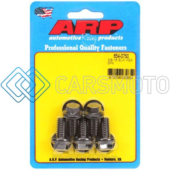 ARP 654-0750 3/8 IN.-16 RH THREAD, .750 IN HEX HEAD BOLTS - SET OF 5