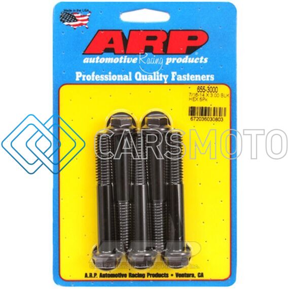 ARP 655-3000 7/16 IN -14 X 3.000 HEX 1.2 WRENCHING BLACK OXIDE BOLTS (5/PKG)