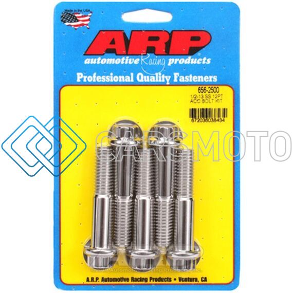 ARP 656-2500 1/2 IN.-13 THREAD, 2.500 IN 12 POINT SS BOLTS - SET OF 5