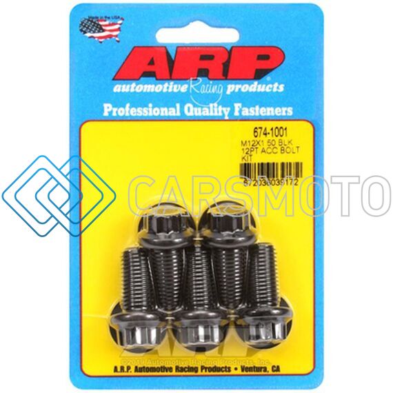 ARP 674-1001 M12 X 1.50 X 25 12PT BLACK OXIDE BOLTS (5/PKG)