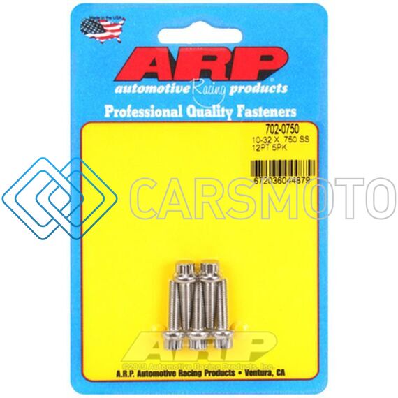 ARP 702-0750 10-32 RH THREAD, 0.750 IN 12 POINT SS 300 BOLTS - SET OF 5