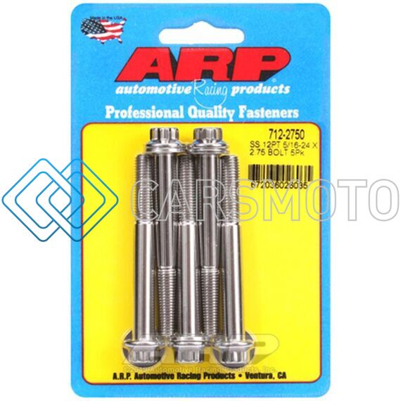 ARP 712-2750 5/16-24 X 2.750 12-POINT STAINLESS STEEL BOLTS (SET OF 5)