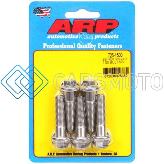 ARP 725-1500 3/8 IN.-24 RH THREAD, 1.500 IN HEX HEAD SS 300 BOLTS - SET OF 5